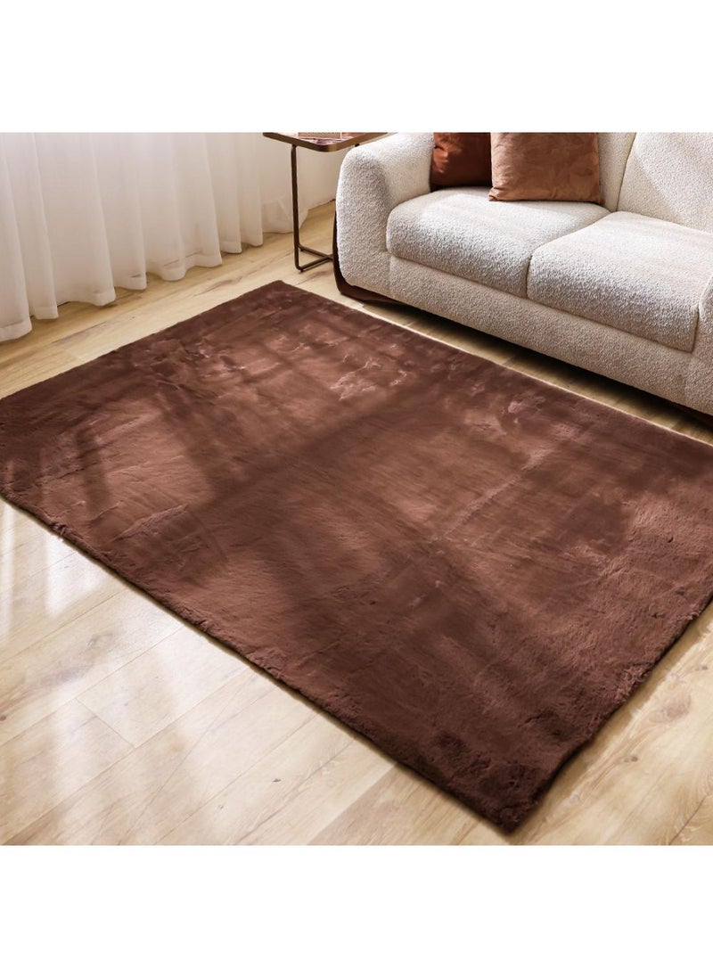 DANUBE HOME Plush Solid Soft Fur Rug  Polyester Area Rug Floor Covering L300xW200cm-Light Brown  - Image 5