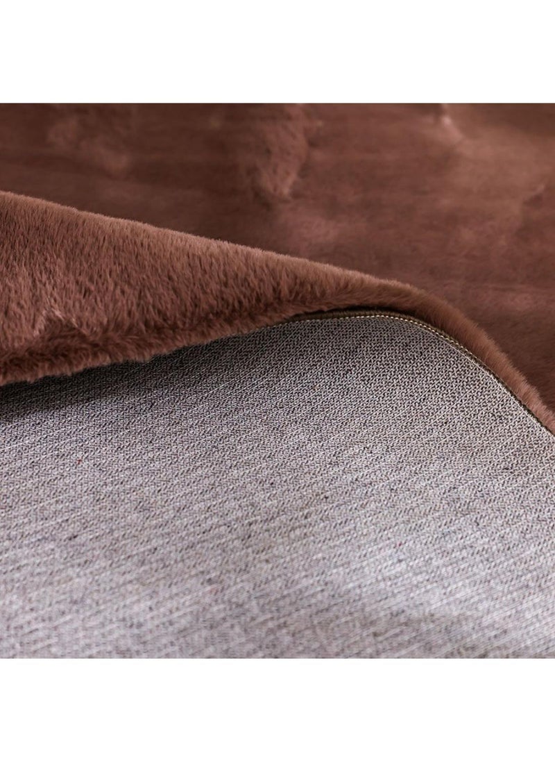 DANUBE HOME Plush Solid Soft Fur Rug  Polyester Area Rug Floor Covering L300xW200cm-Light Brown  - Image 4