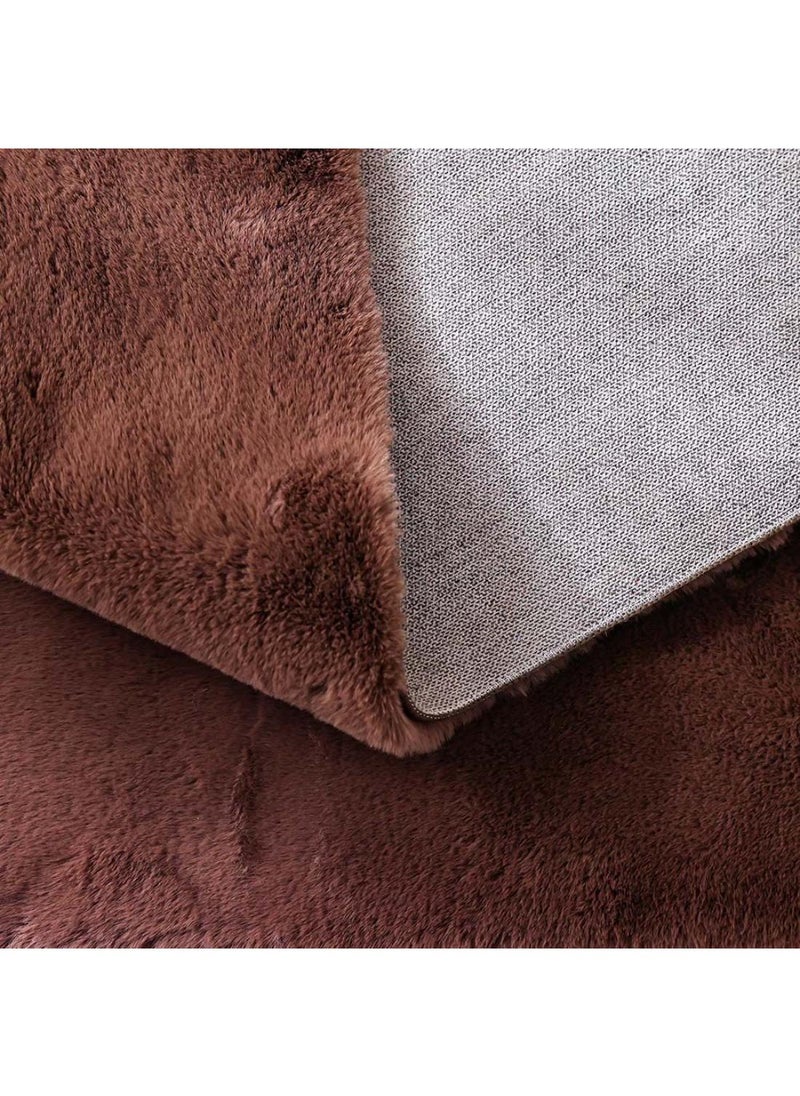 DANUBE HOME Plush Solid Soft Fur Rug  Polyester Area Rug Floor Covering L300xW200cm-Light Brown  - Image 2