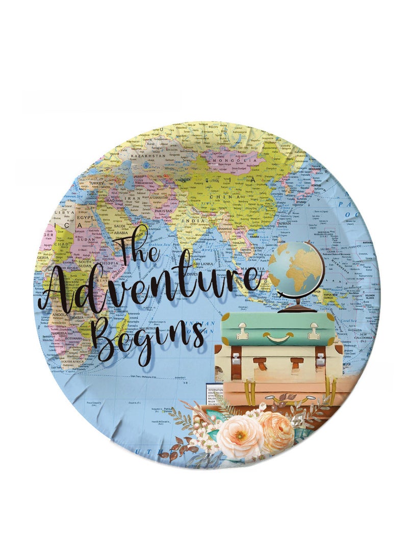 Generic Travel Adventure Retirement Party Supplies 9 inch disc 10p-travel adventure 