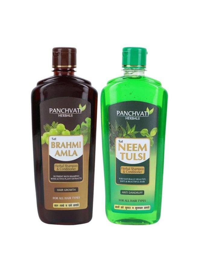 Panchvati Herbals Brahmi Amla Shampoo 450 Ml With Neem Tulsi Shampoo 450 Ml For Hair Growth & Anti Dandruff Shampoo Combo Of 2  - Image 2