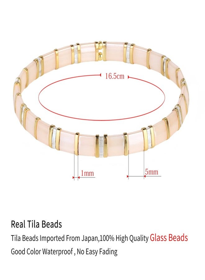 KELITCH Womens Shell Beaded Bracelet Handmade Stack Friendship Stretch Bracelets Candy Colors Bracelets - Image 5