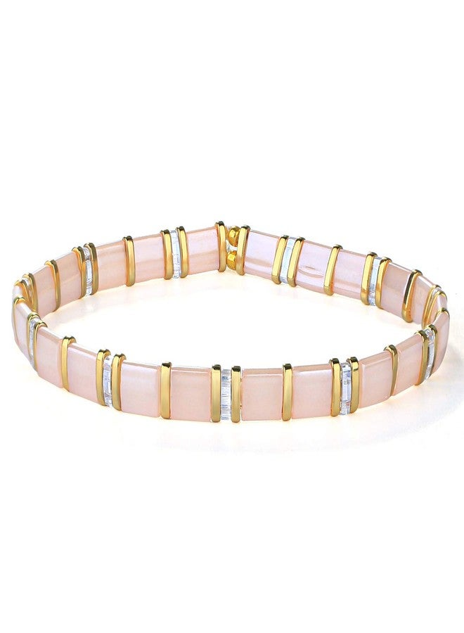 KELITCH Womens Shell Beaded Bracelet Handmade Stack Friendship Stretch Bracelets Candy Colors Bracelets - Image 1