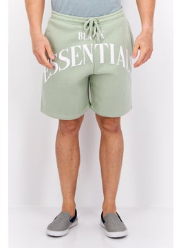 Blank Essentials Men Brand Logo Basic Shorts, Sage Green  - Image 1