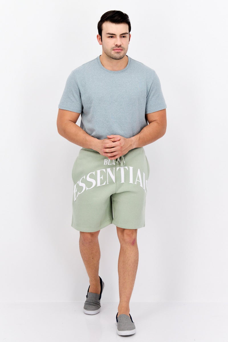 Blank Essentials Men Brand Logo Basic Shorts, Sage Green - Image 2