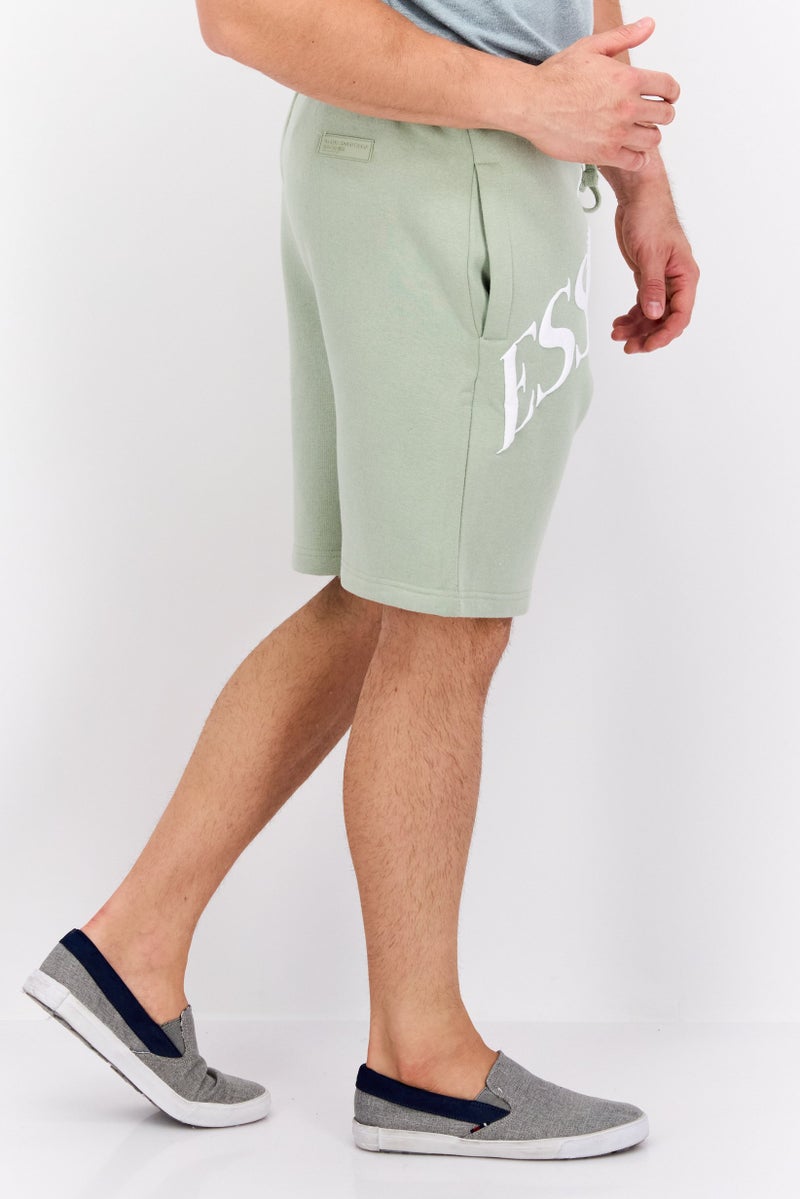 Blank Essentials Men Brand Logo Basic Shorts, Sage Green - Image 4