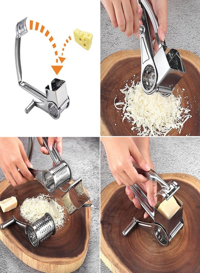 Xmipbs Kitchen Tools Hand Crank Shredder Butter Cheese Grater, Stainless Steel Rotary Grater Handheld Rotary Cheese Grater with 4 Stainless Drum - Image 5