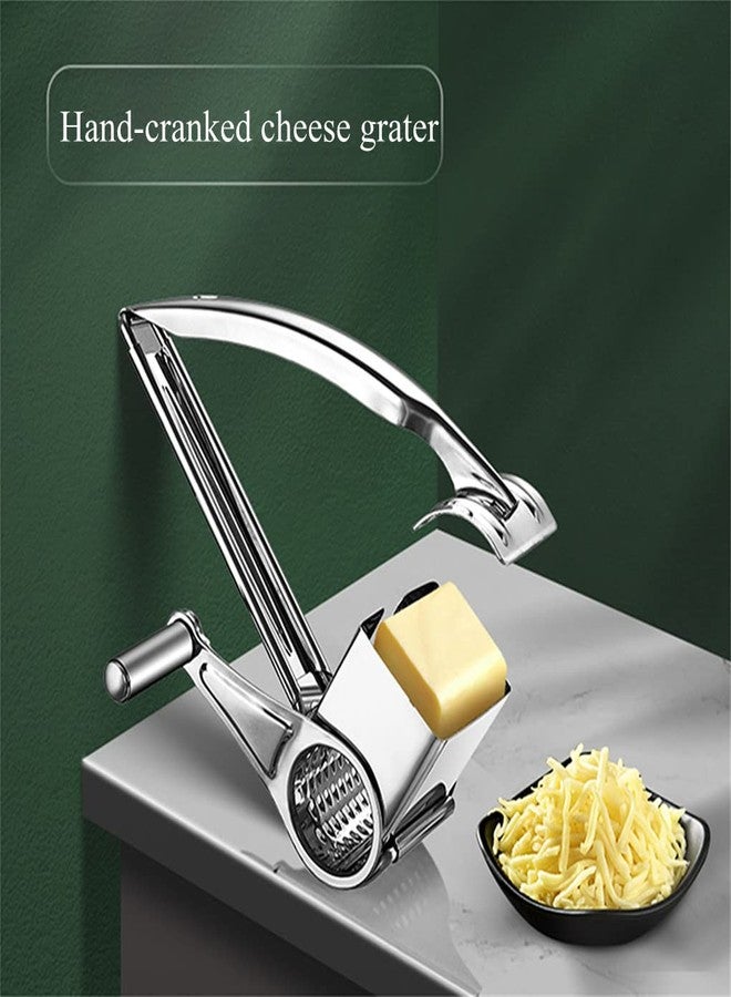 Xmipbs Kitchen Tools Hand Crank Shredder Butter Cheese Grater, Stainless Steel Rotary Grater Handheld Rotary Cheese Grater with 4 Stainless Drum - Image 3