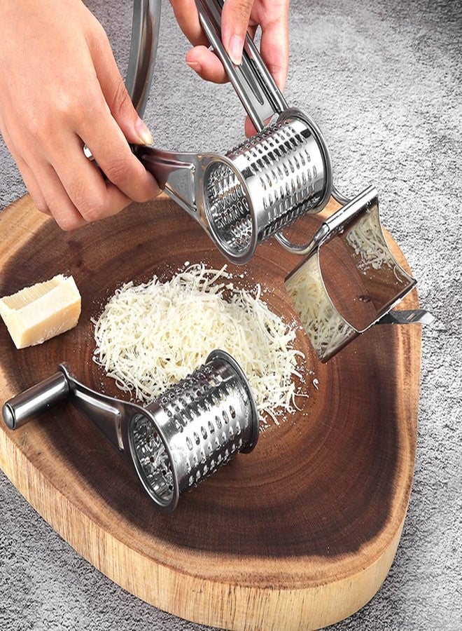 Xmipbs Kitchen Tools Hand Crank Shredder Butter Cheese Grater, Stainless Steel Rotary Grater Handheld Rotary Cheese Grater with 4 Stainless Drum - Image 2