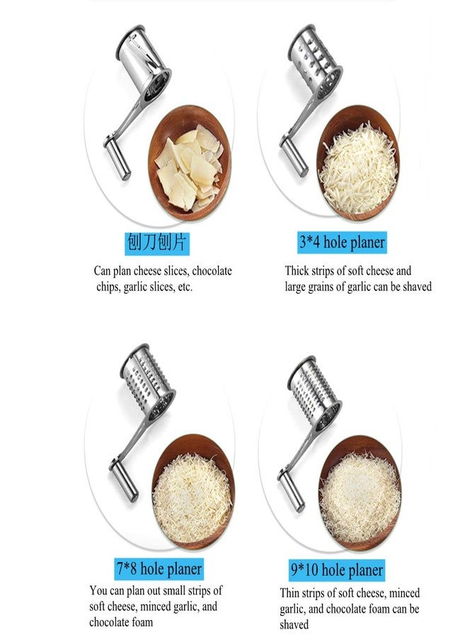 Xmipbs Kitchen Tools Hand Crank Shredder Butter Cheese Grater, Stainless Steel Rotary Grater Handheld Rotary Cheese Grater with 4 Stainless Drum - Image 4