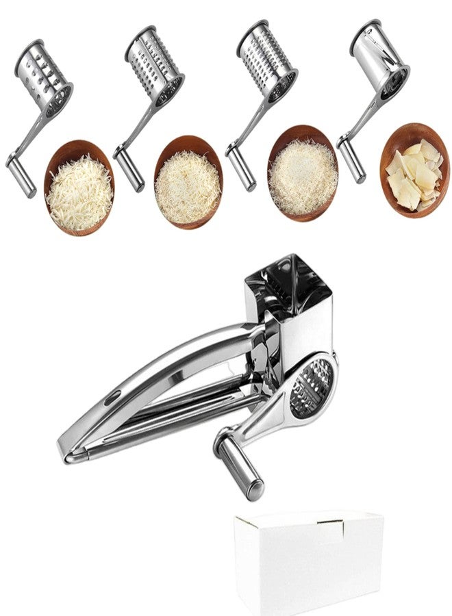 Xmipbs Kitchen Tools Hand Crank Shredder Butter Cheese Grater, Stainless Steel Rotary Grater Handheld Rotary Cheese Grater with 4 Stainless Drum - Image 1