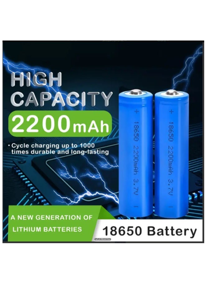 أيون 10 بطارية 18650 قابلة لإعادة الشحن، 3.7 فولت، 2200 مللي أمبير، شحن USB، رأس زر، للمصابيح الأمامية، المراوح، الأضواء الشمسية، المصابيح اليدوية، الأجهزة المنزلية، السفر  - Image 3