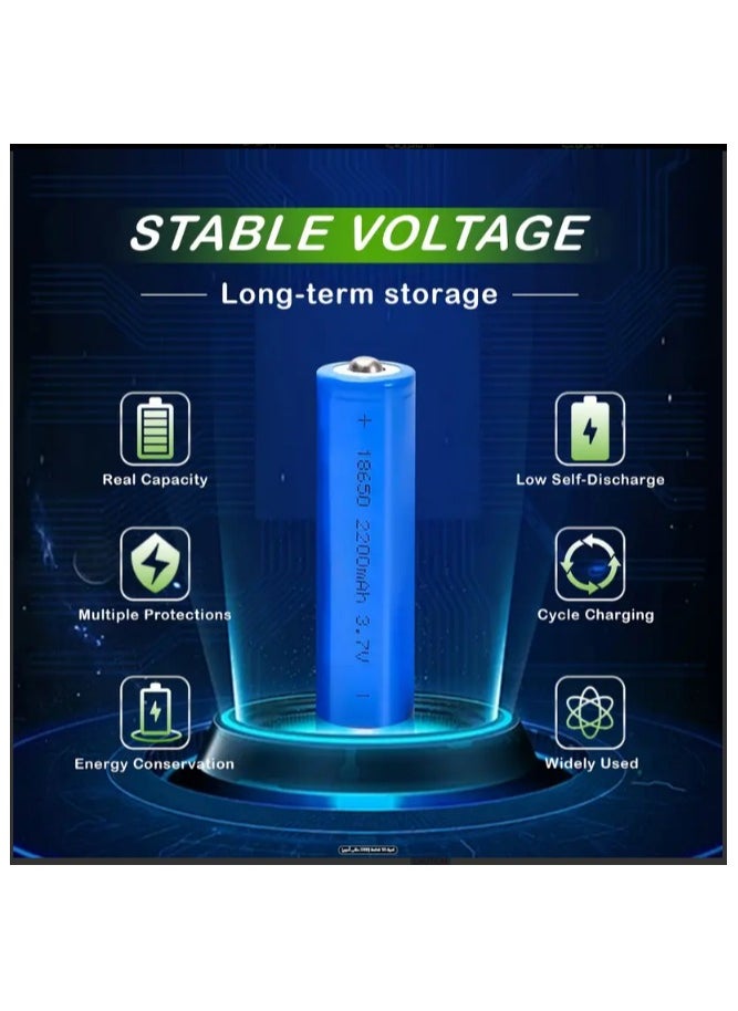 أيون 10 بطارية 18650 قابلة لإعادة الشحن، 3.7 فولت، 2200 مللي أمبير، شحن USB، رأس زر، للمصابيح الأمامية، المراوح، الأضواء الشمسية، المصابيح اليدوية، الأجهزة المنزلية، السفر  - Image 4