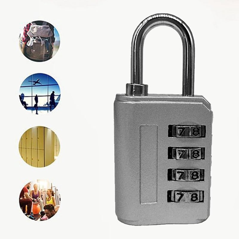 Yosoo Bright Combination Padlock High Security Zinc Alloy Durable Travel Lock Silver White - Image 4