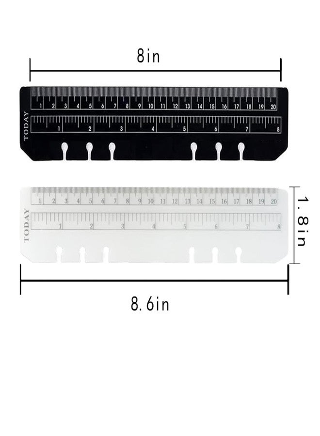 EYAKEG 2Pcs Black/Clear Plastic Page Marker Pouch Measuring Today Ruler for A5 Size 6-Hole Binder Notebook (A5, Black + Clear) - Image 2