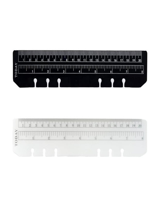 EYAKEG 2Pcs Black/Clear Plastic Page Marker Pouch Measuring Today Ruler for A5 Size 6-Hole Binder Notebook (A5, Black + Clear) - Image 1