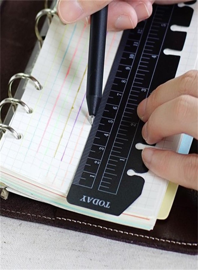EYAKEG 2Pcs Black/Clear Plastic Page Marker Pouch Measuring Today Ruler for A5 Size 6-Hole Binder Notebook (A5, Black + Clear) - Image 4