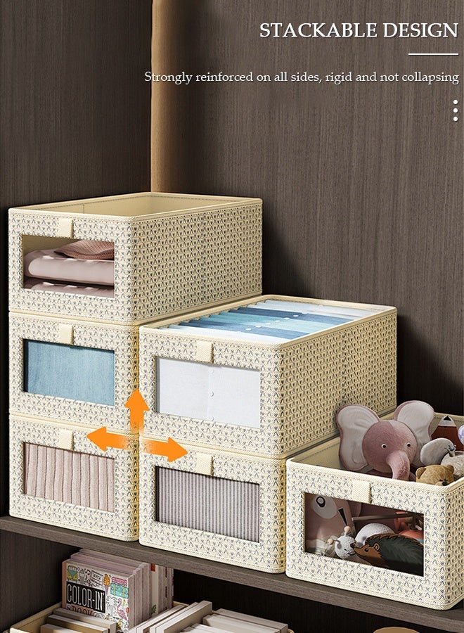 DUNISO 3 Pieces Foldable Closet Storage Organizer Washable Closet Storage Box with Carrying Handles Cube Storage Bin for Clothes Wardrobe Home Bedroom Office - Image 3