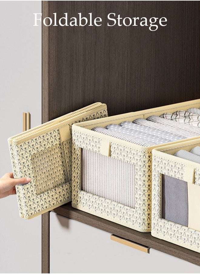DUNISO - 3 Pieces Foldable Closet Storage Organizer Washable Closet Storage Box with Carrying Handles Cube Storage Bin for Clothes Wardrobe Home Bedroom Office - Image 1
