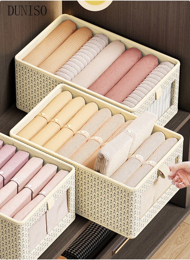 DUNISO - 3 Pieces Foldable Closet Storage Organizer Washable Closet Storage Box with Carrying Handles Cube Storage Bin for Clothes Wardrobe Home Bedroom Office - Image 1