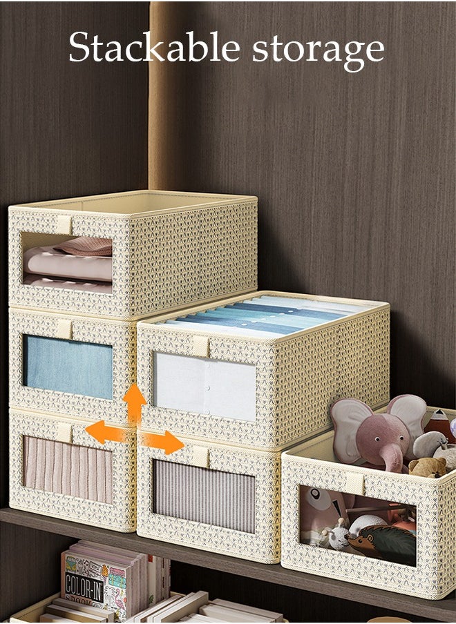 DUNISO - 3 Pieces Foldable Closet Storage Organizer Washable Closet Storage Box with Carrying Handles Cube Storage Bin for Clothes Wardrobe Home Bedroom Office - Image 1
