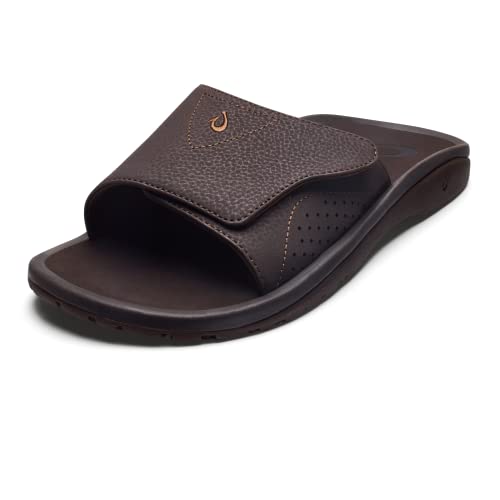 OLUKAI Nalu Slide Men's Versatile Slide Sandals, Water-Friendly & Adjustable Straps, Lightweight & Durable, All-Day Comfort & Support, Dk Java/Dk Java, 12 - Image 1