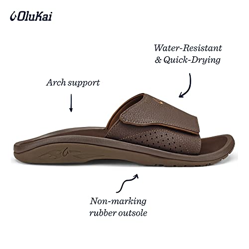 OLUKAI Nalu Slide Men's Versatile Slide Sandals, Water-Friendly & Adjustable Straps, Lightweight & Durable, All-Day Comfort & Support, Dk Java/Dk Java, 12 - Image 2