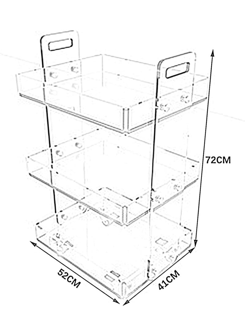 Generic Acrylic Side Table, Sturdy End Table, Nightstand, 3-tier Serving Tray, Home Bedroom Bar Decor Display Storage Serving Carts, Utility Coffee Tables with Rolling  - Image 2