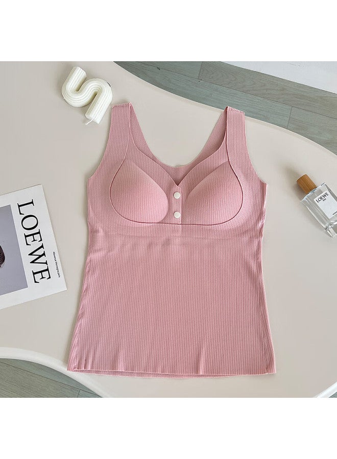 Goso Nursing Bra Camisole Autumn Winter No-underwear Maternity Bra With Chest Pads Breastfeeding Bra Zj889 Peach Pink L - Image 1
