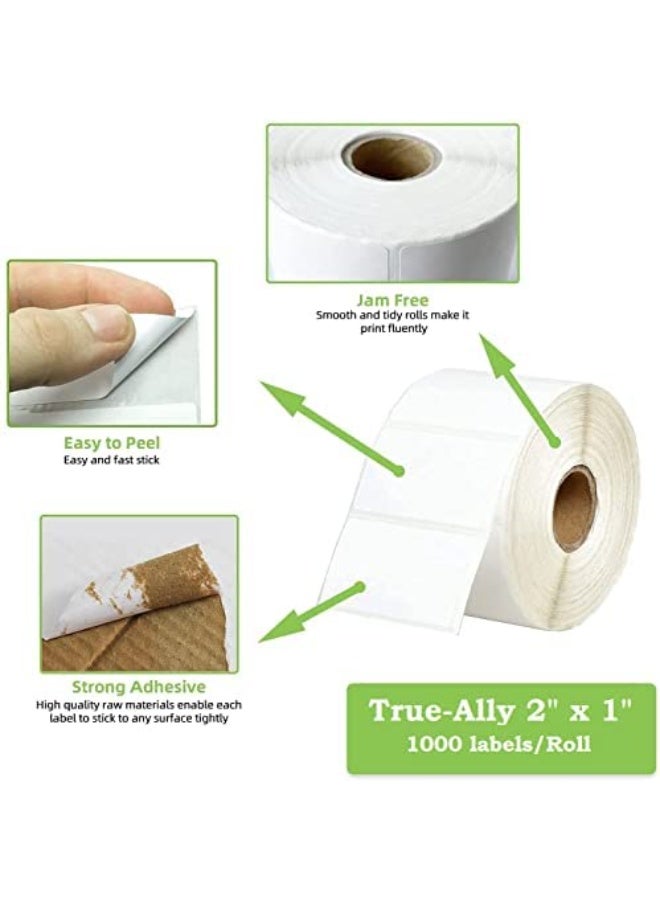 True-Ally ملصق باركود حراري مباشر من True-Ally 50x25 - 2 × 1 بوصة - 50 مم × 25 مم - 1000 ملصق لكل لفة - ملصق أبيض ذاتي اللصق لطباعة الباركود (لفة واحدة لكل عبوة (1000 ملصق)) - Image 3