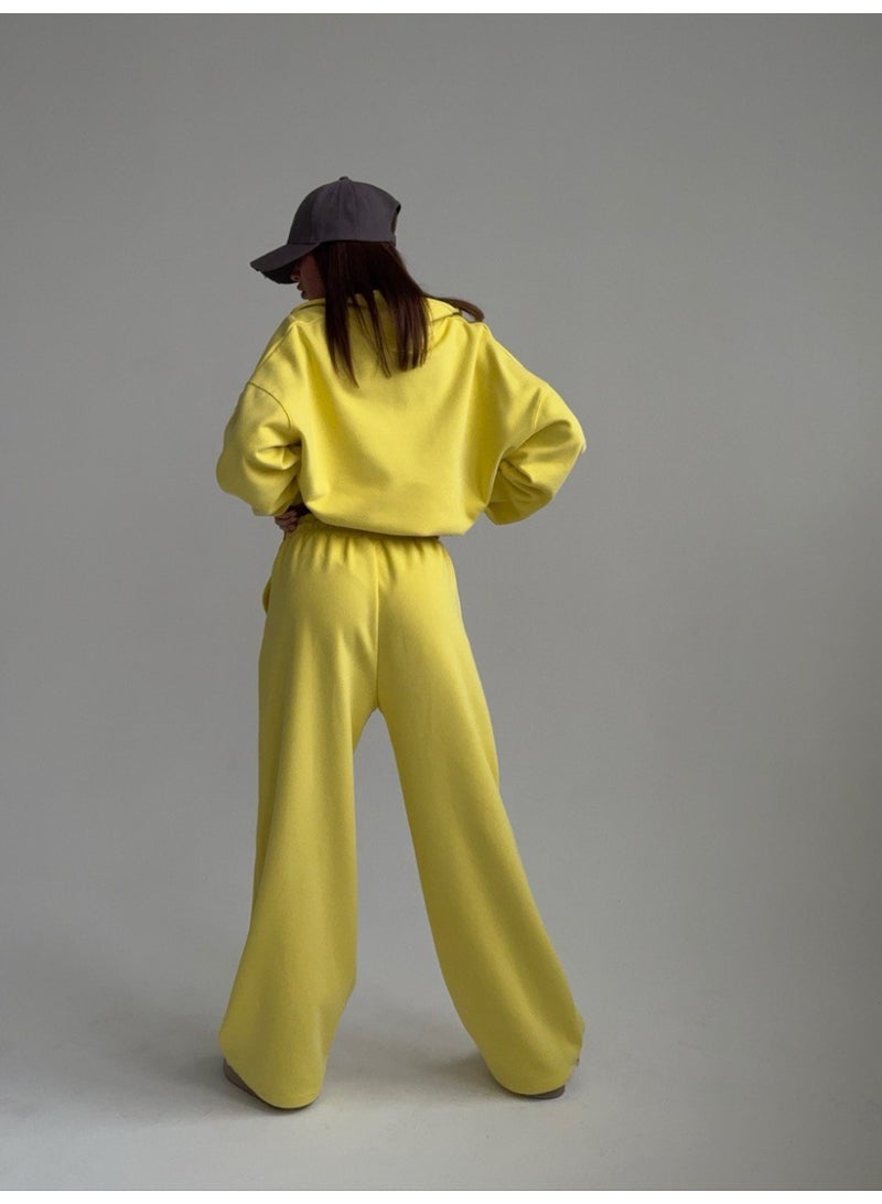 NIBEMINENT 2-piece Sets Women Half Zipper Stand Collar Hoodie Casual Sweatpants Fashion Street Style Loose Lady Suit - Image 2