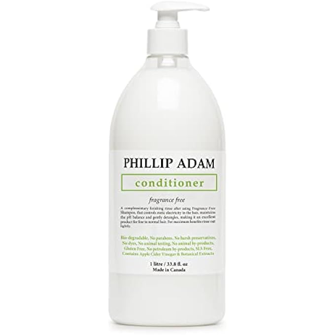 PHILLIP ADAM FRAGRANCE FREE CONDITIONER FOR HYDRATION & ENHANCED SHINE - NO PARABENS - FOR ALL HAIR TYPES - ENRICHED WITH APPLE CIDER VINEGAR - 33.8 OUNCE - Image 1