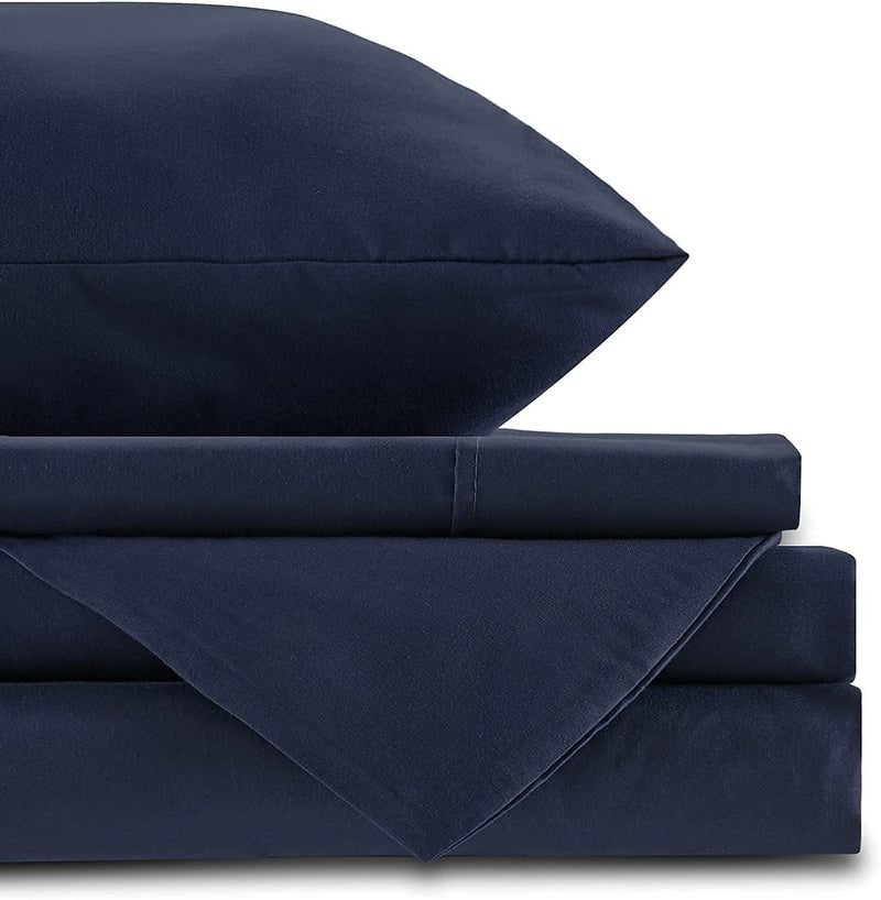 DECOREZA Glace Cotton Plain Solid & Plain Bedsheet for Double Bed with Two Pillow Covers for Hotels |Home |Hospital |Guest House (Navy Blue, Double Bed Solid) - Image 5