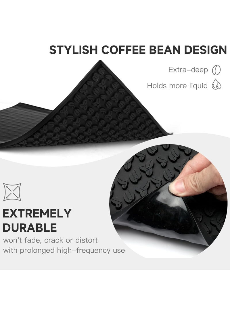 High-quality non-slip silicone base (bar mat) with an attractive coffee bean design – for coffee preparation and surface protection – Size: 30×45 cm