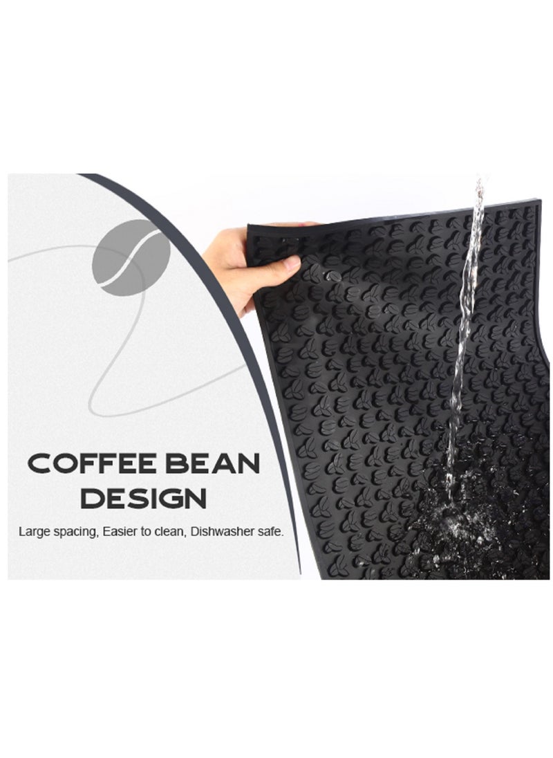 High-quality non-slip silicone base (bar mat) with an attractive coffee bean design – for coffee preparation and surface protection – Size: 30×45 cm