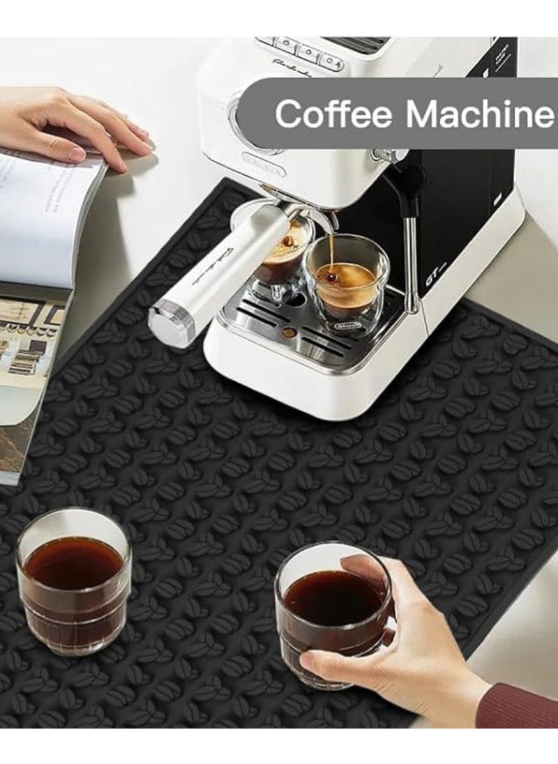 High-quality non-slip silicone base (bar mat) with an attractive coffee bean design – for coffee preparation and surface protection – Size: 30×45 cm