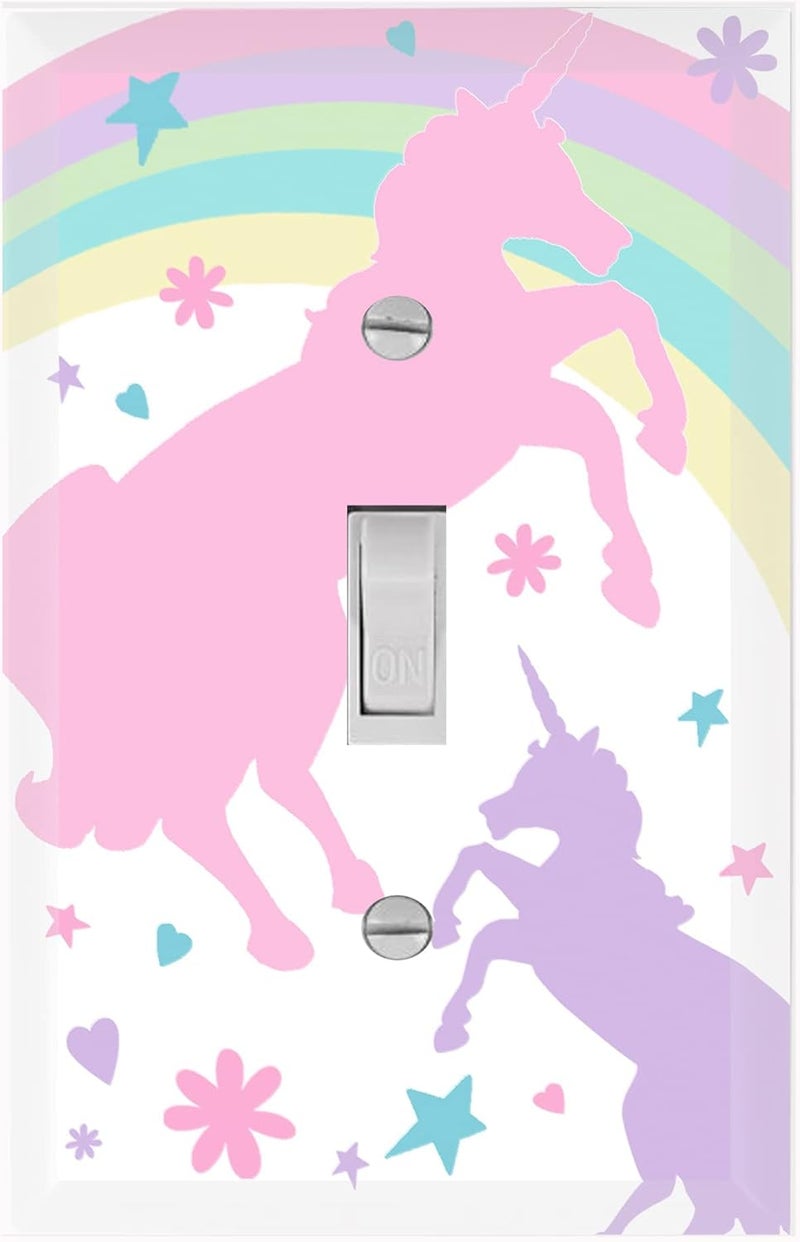 Create-A-Mural Girls Room Decor Light Switch Cover Plate Kids Room, Decorative Wall Accent for Baby Nursery, Teen Toddler Bedroom Bathroom Playroom (Pastel Unicorn) - Image 1