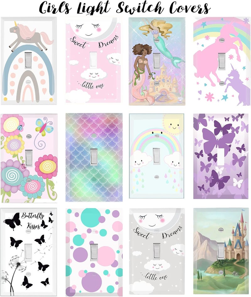 Create-A-Mural Girls Room Decor Light Switch Cover Plate Kids Room, Decorative Wall Accent for Baby Nursery, Teen Toddler Bedroom Bathroom Playroom (Pastel Unicorn) - Image 5