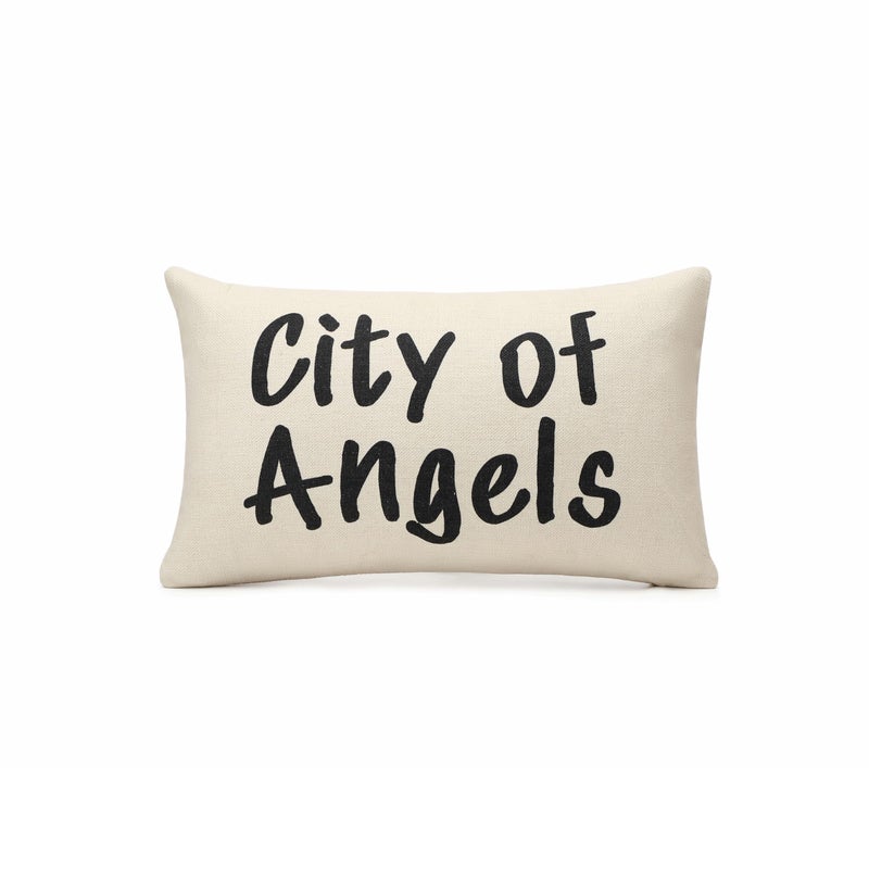 TwoDays Stockholm City of Angels Pillow Cover - Modern Style Chic Room Decor, Trendy Word Print Throw Pillow for Apartment & Dorm, Luxury Fashion Aesthetic Case for Home Bedroom - Image 1