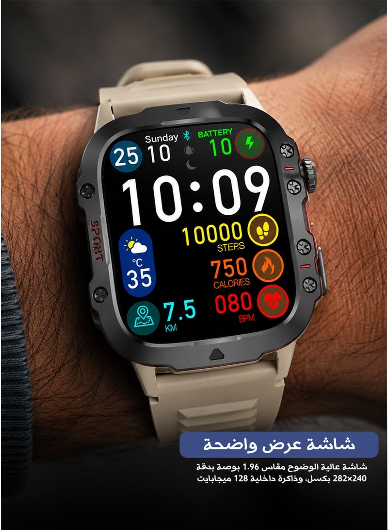 Aolon Tetra S2 Men’s Smartwatch with 1.96 Inch HD Display Wireless Calling Notifications IP68 Waterproof Fitness Smart Watch Compatible with Android and iOS - Image 1
