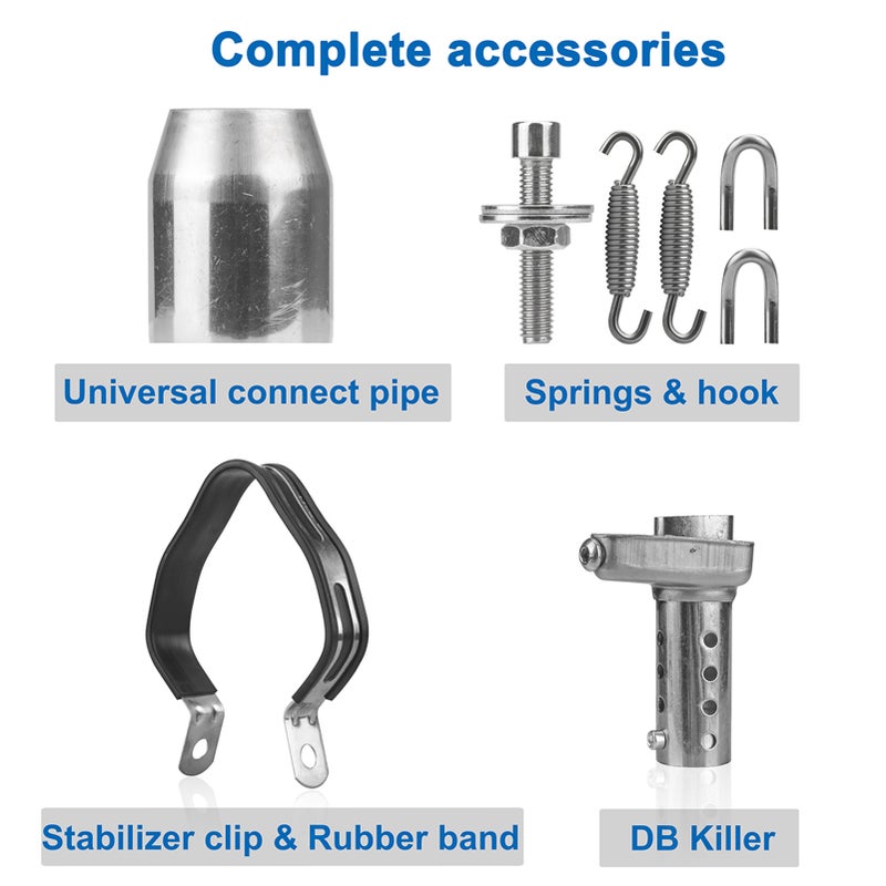 1.5-2in Inlet Motorcycle Exhaust Muffler Pipes Slip on Silencer Carbon Fiber Style Tail Tube High Temperature for Motorcycle ATV Dirt Bike Colourful Slant Tail + Personalised Stickers - Image 2
