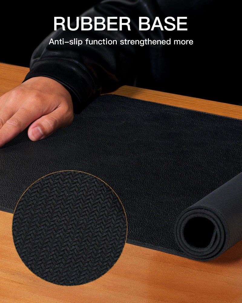 YSAGi Genuine Leather Desk Mat, 35.4"X17" Leather Desk Mat, Office Desk Pad, Thick Desk Pad with Stitched Line, Non-Slip Laptop Writing Pad with Rubber Base(Black, 35.4"X17") - Image 5