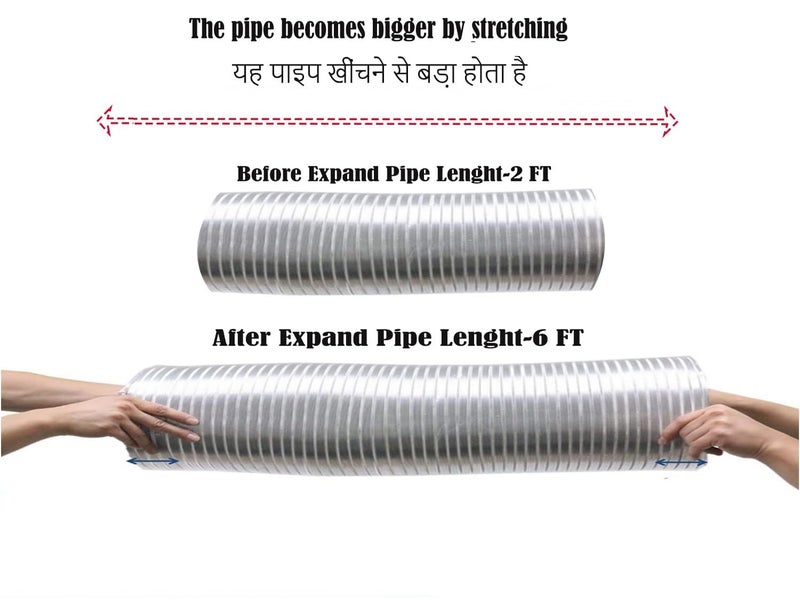 Oicota Chimney Exhaust Pipe Expended upto 06 feet with Cowl Cover (6 IN PIPE WITH COWL, TAPE, 2PC CLAMPS - 06 FEET) - Image 5