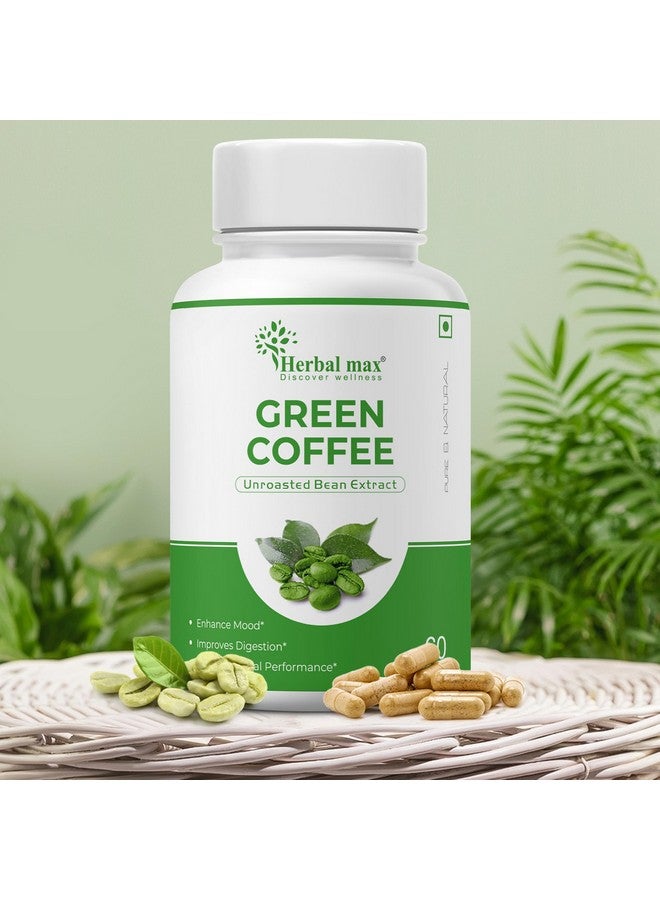 Herbal Max Herbalmax Green Coffee Beans Extract | With Green Tea, Ginger & Piperine | Natural Antioxidants | Supports Metabolism, Digestion, Mood & Physical Performance - 60 Veg Capsules - Image 2
