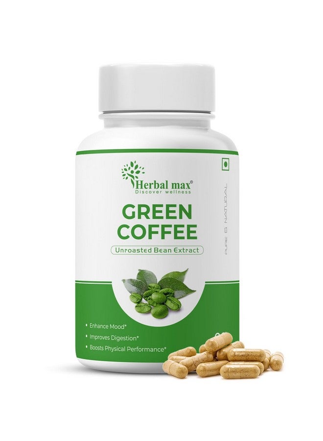 Herbal Max Herbalmax Green Coffee Beans Extract | With Green Tea, Ginger & Piperine | Natural Antioxidants | Supports Metabolism, Digestion, Mood & Physical Performance - 60 Veg Capsules - Image 1