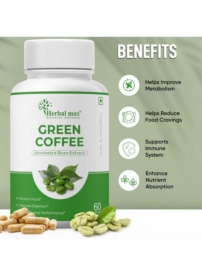 Herbal Max Herbalmax Green Coffee Beans Extract | With Green Tea, Ginger & Piperine | Natural Antioxidants | Supports Metabolism, Digestion, Mood & Physical Performance - 60 Veg Capsules - Image 5