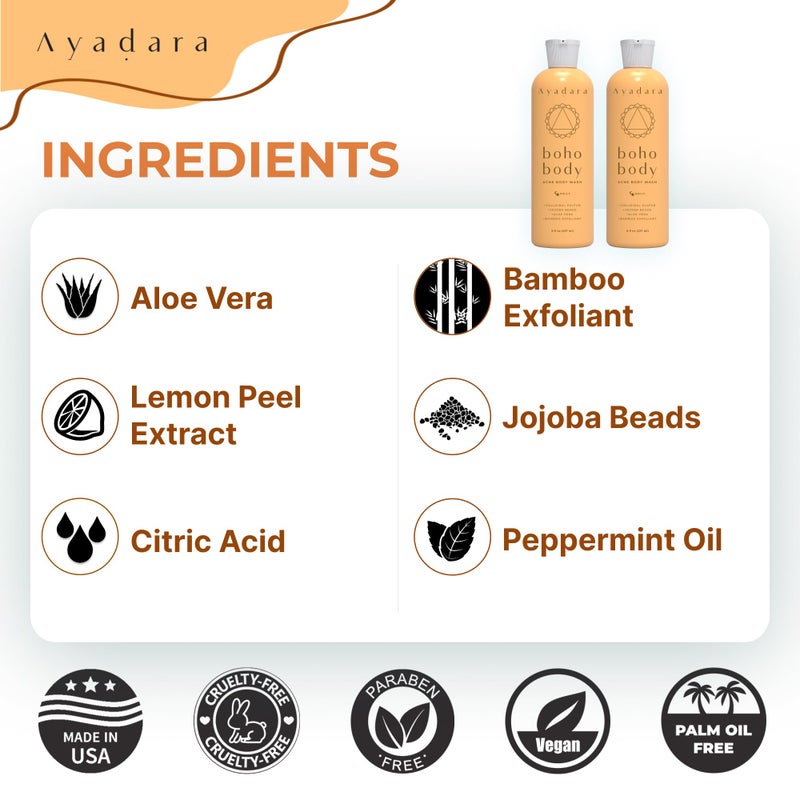 AYADARA Boho Body Acne Body Wash, 8oz, Back Acne, Body Wash With Hydrating Aloe Vera that Hydrates Skin, Wash for Sensitive Skin Men and Women, 50+ Uses - Image 5