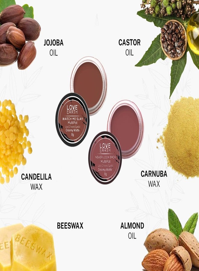 Love Earth Lip Tint & Cheek Tint Multipot Combo (Ruby Pink & Caramel Brown) with Richness of Jojoba Oil and Vitamin E for Lips, Eyelids and Cheeks - Image 5