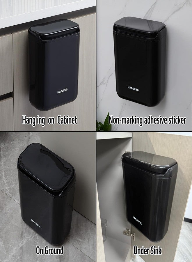 MACOPRO Compost Bin Hanging Trash Can with Lid Under Sink for Kitchen, Food Waste Bin for Countertop with Lid, Mountable Garbage Can for Bathroom, RV, 8L/2.6Gal - Image 4