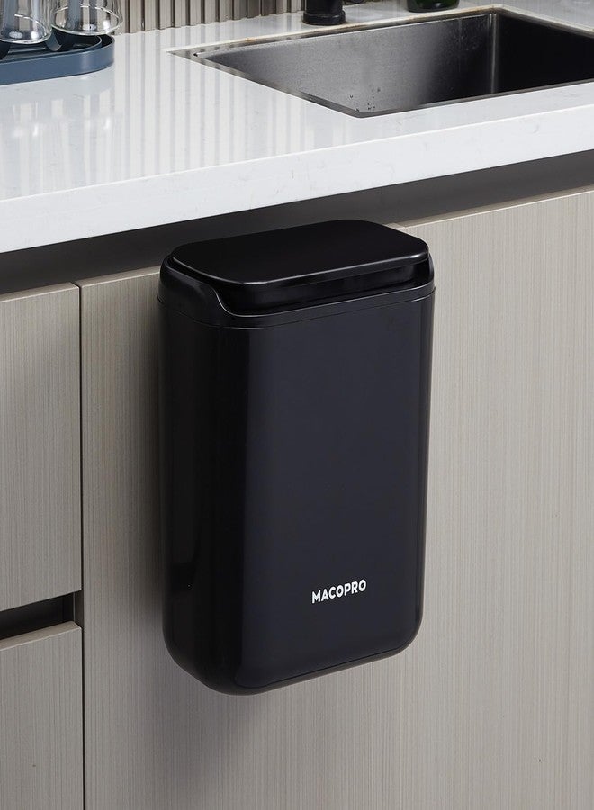 MACOPRO Compost Bin Hanging Trash Can with Lid Under Sink for Kitchen, Food Waste Bin for Countertop with Lid, Mountable Garbage Can for Bathroom, RV, 8L/2.6Gal - Image 1